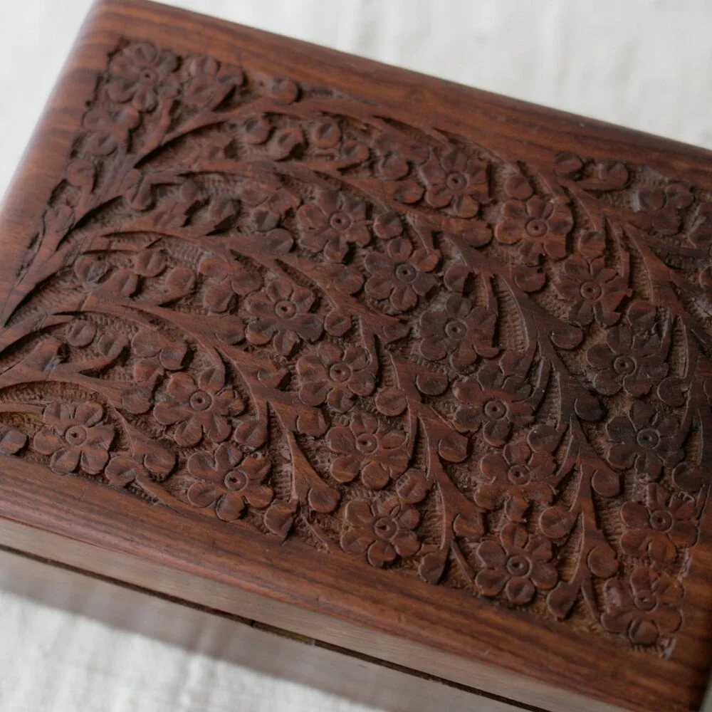 Vintage Carved Wood Box